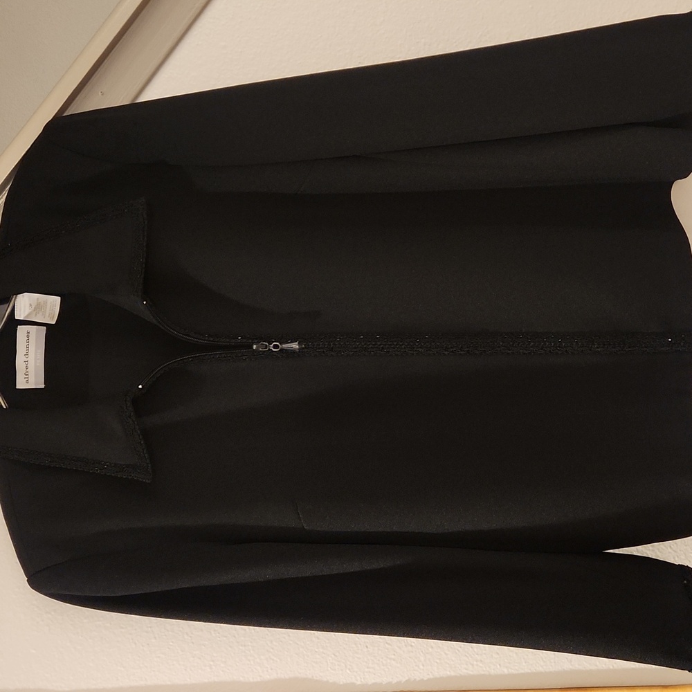 Alfred Dunner Black Blazer with Embroidered beadwork trim Size 12P